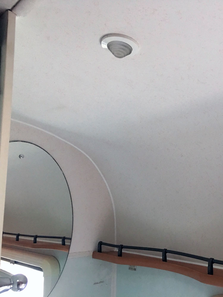 The repanelled ceiling and wall