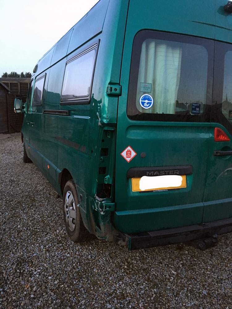 Stripping of the damaged van for repair