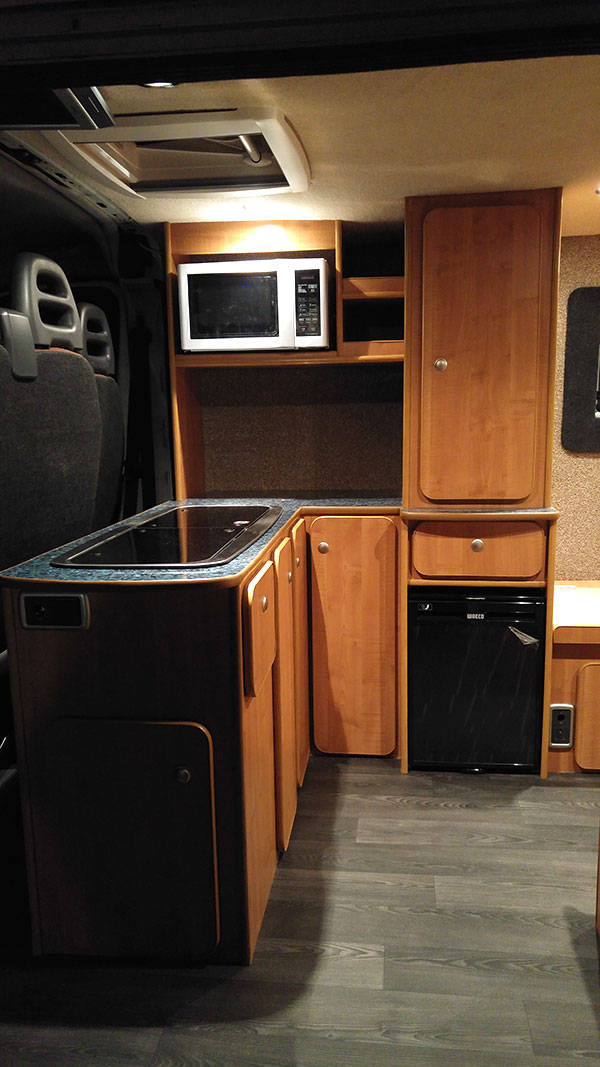 Fiat Ducatto conversion interior: kitchen fitted